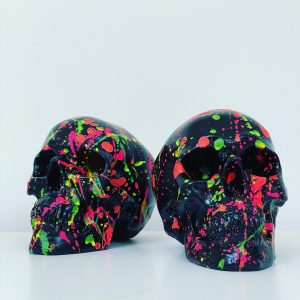 Black and Neon Splatter Skull