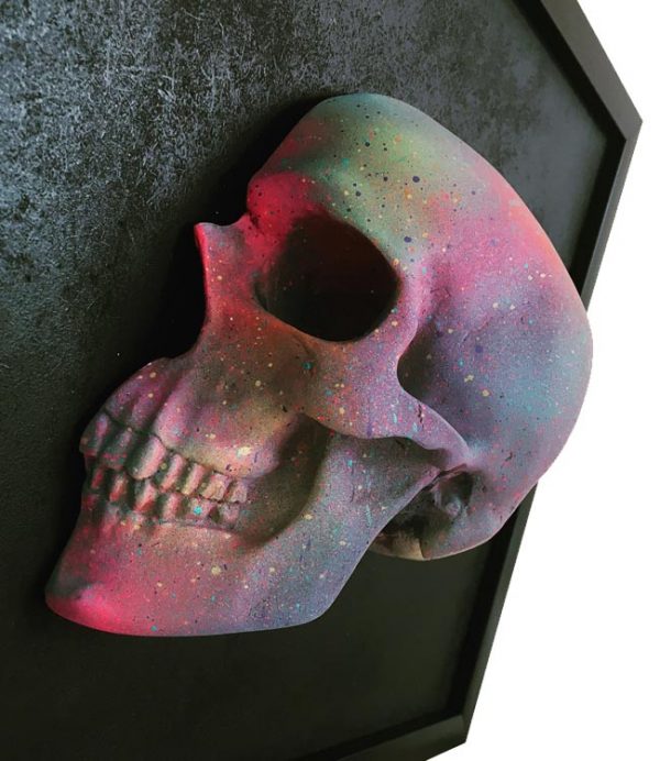 3D Skull frame with Half Rainbow Skull