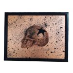 Handmade 3D Half Bronze Glitter & Black Splatter Skull With Black Glitter Star Frame by Haus of Skulls