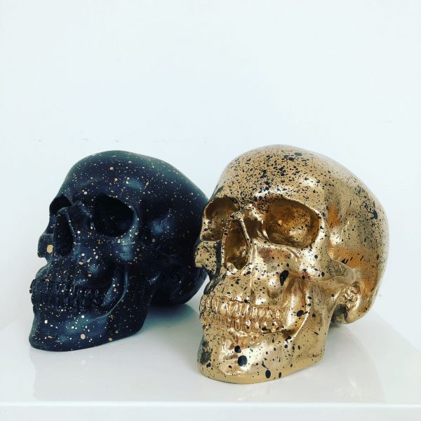 Black and Gold Splatter Skull