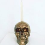 Gold & Black Splatter Candle Holder Skull by Haus of Skulls