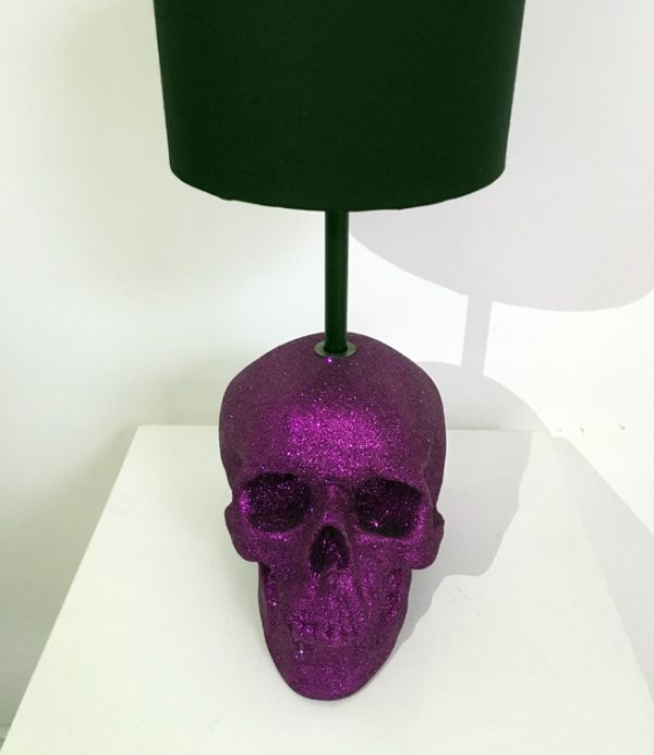 Handmade Glitter Skull Lamp by Haus of Skulls