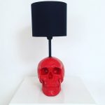 Handmade Red Skull Lamp by Haus of Skulls