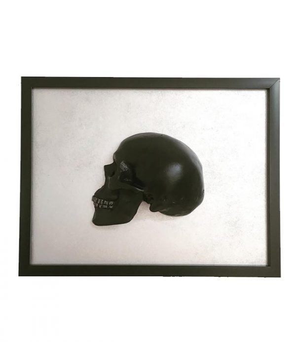Framed 3d Half Black Skull