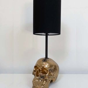 Gold and Black Splatter Skull Lamp