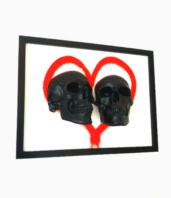 Handmade Love Skull 3D Frame by Haus of Skulls