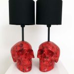 Marble Effect Skull Lamp
