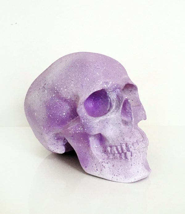 White and Lilac Splatter Skull