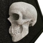 Handmade 3D Frame - Half Silver Glitter Skull On Black Glitter by Haus of Skulls