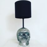 Silver and Black Splatter Skull Lamp
