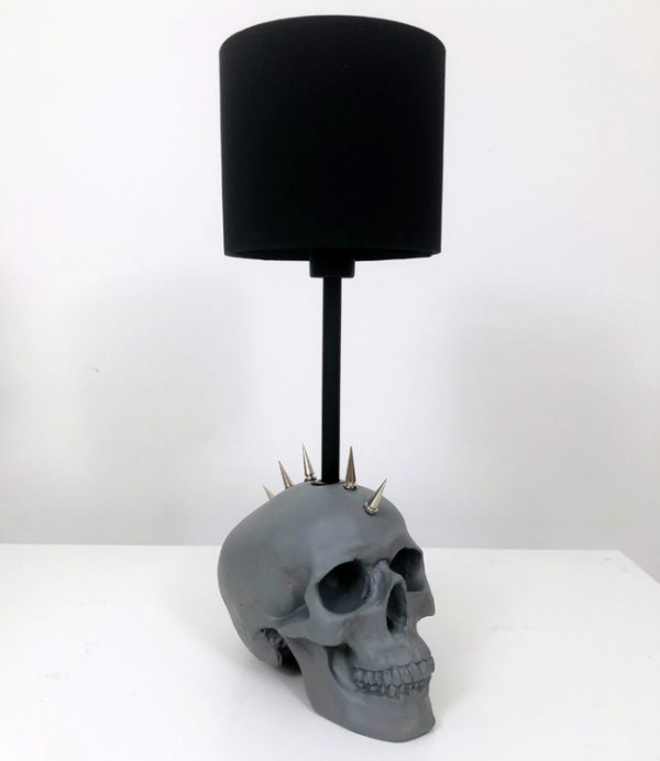 Handmade Mohawk Skull Lamp by Haus of Skulls