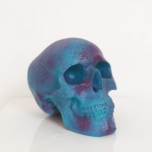Turquoise and Plum Splatter Skull