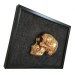 Handmade 3D Frame - Half Gold Skull With Black Splatters On Black Glitter by Haus of Skulls