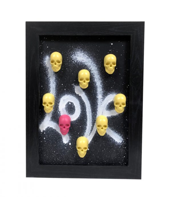 Handmade Skull Frame - Black Frame with Red Mini Plaster Skulls by Haus of Skulls