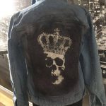 Denim Jacket with Black Base and Silver Skull