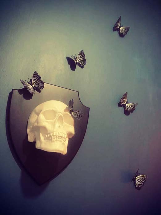 Mounted Butterfly Skull
