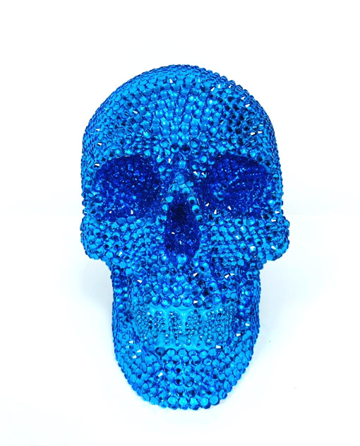 Peacock Blue Rhinestone Skull