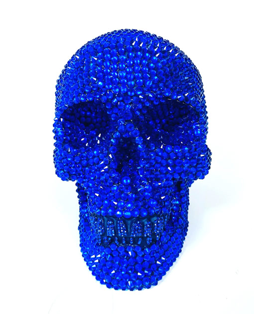 Sapphire Blue Rhinestone Skull