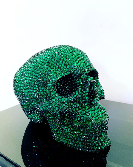 Emerald Green Rhinestone Skull