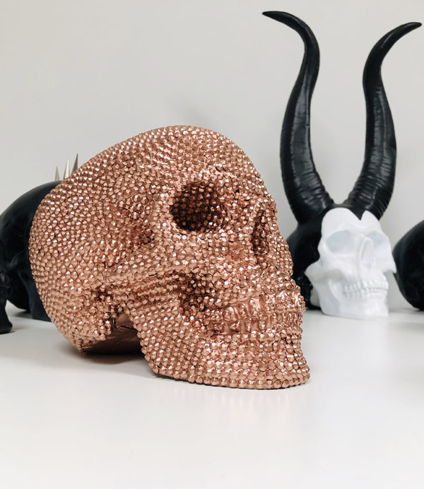 Rose Gold Rhinestone Skull