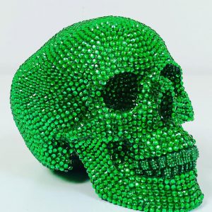 Green Rhinestone Skull