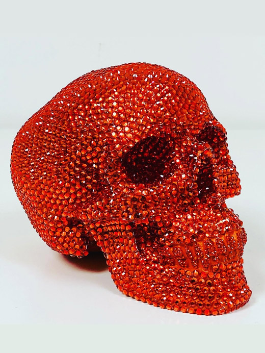 Orange Rhinestone Skull