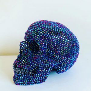 Black Violet Rose Rhinestone Skull